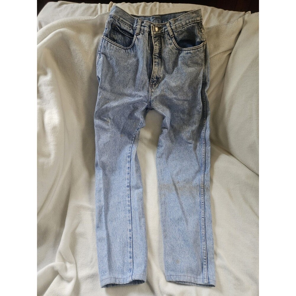 Bill Blass Jeans Acid Wash Blue High Waisted Mom Jeans Raw Hem 10 Cotton Vintage